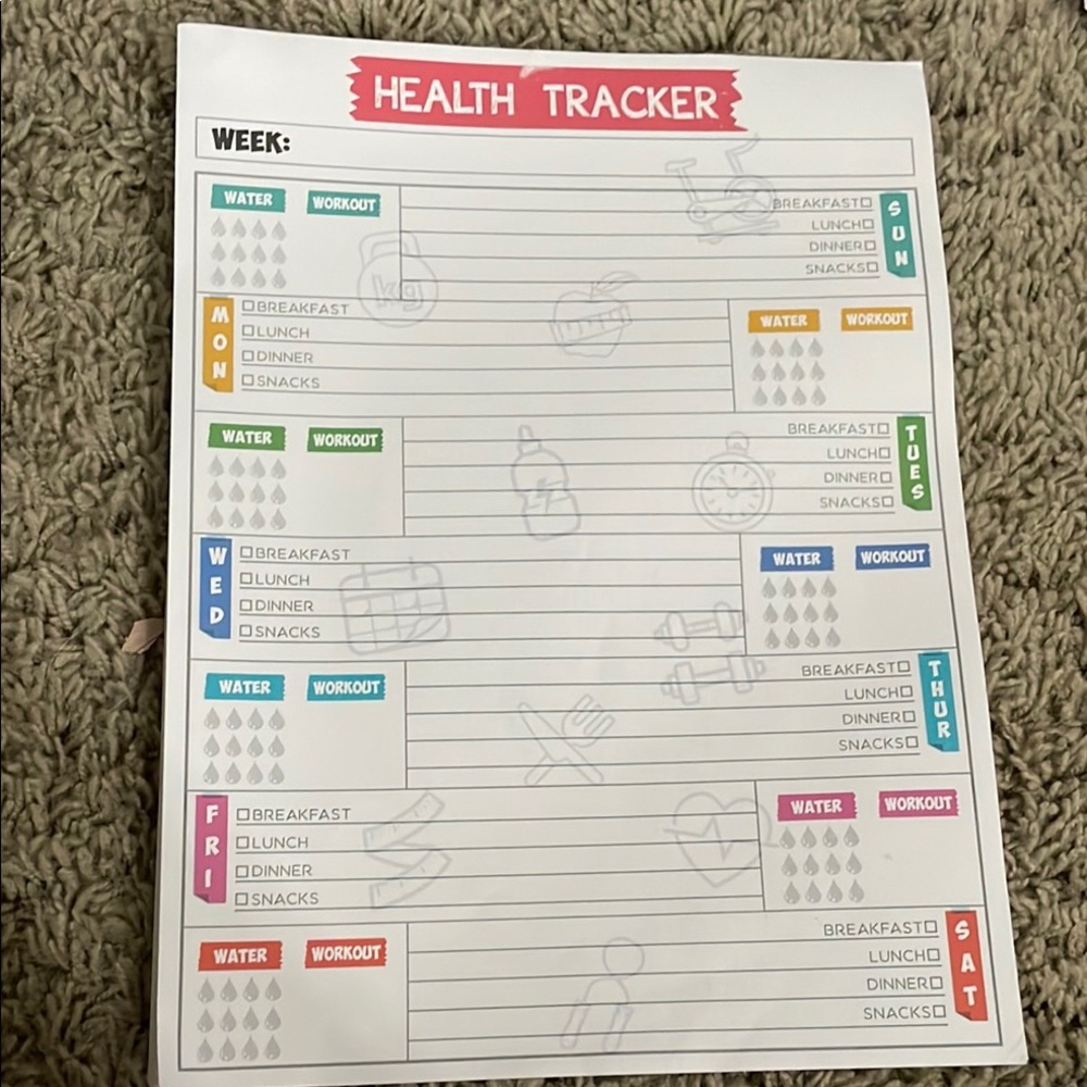 Weekly Health Tracker Planner